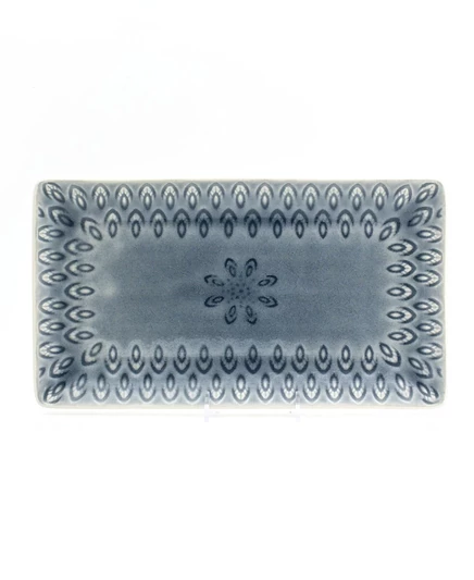 Прямоугольное блюдо Euro Ceramica Peacock серого цвета