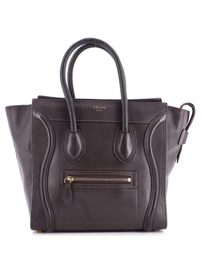 Женская сумка Pre-Owned Celine Micro Luggage кожаная, коричневая