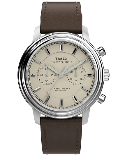 Мужские кожаные часы Timex с хронографом, коричневые, 41 мм