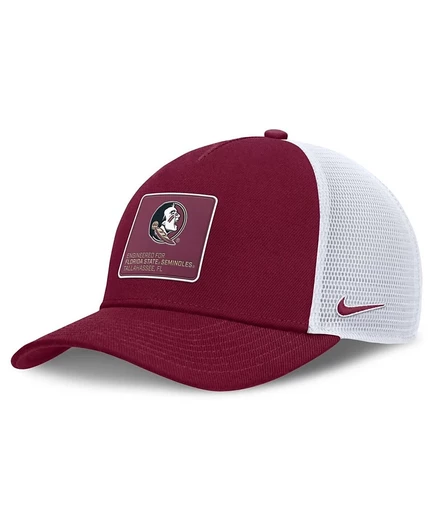 Мужская гранатово-белая кепка Nike Florida State Seminoles 2025 с регулируемой посадкой для дальнобойщиков, красная