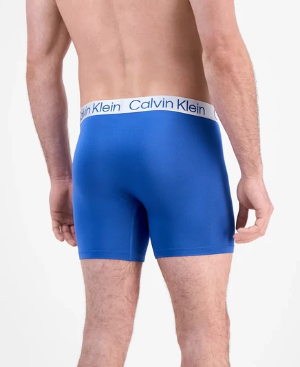 Мужские трусы-боксеры Calvin Klein 3-Pk. Микро-боксеры с хромированной отделкой blue assorted