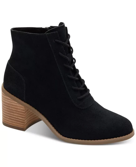  Женские замшевые ботильоны Evelyn на шнуровке на блочном каблуке black suede