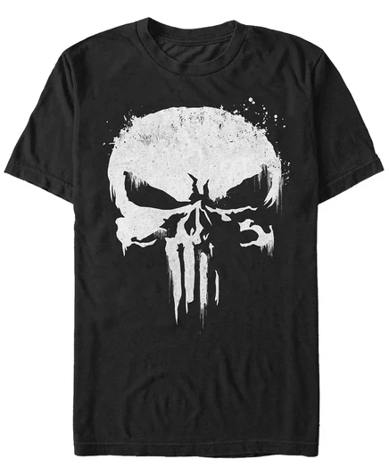 Мужская футболка Marvel Punisher с черепом, забрызганным белой краской, с коротким рукавом black