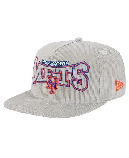 Мужская серая вельветовая кепка для гольфа New Era New York Mets, выполненная из вельвета New York Mets. gray
