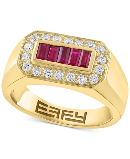Мужское кольцо EFFY с рубином и бриллиантами, 14K, красное