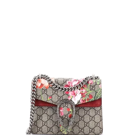 Женская сумка Pre-Owned Gucci Dionysus в цветы, коричневая