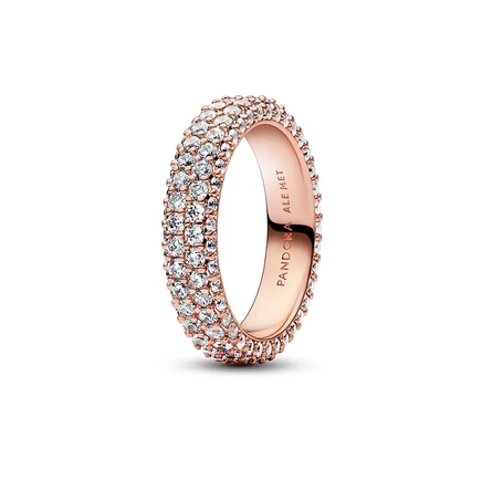  Двухрядное кольцо с вечным покрытием из кубического циркония rose gold