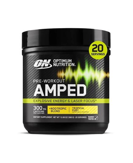 Порошок предтренировочный Optimum Nutrition Amped Tropical Fury, 20 порций, белый
