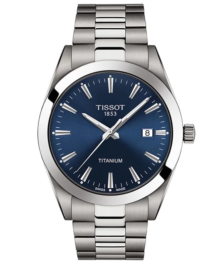 Мужские швейцарские часы Tissot Gentleman с титановым браслетом серого цвета 40 мм