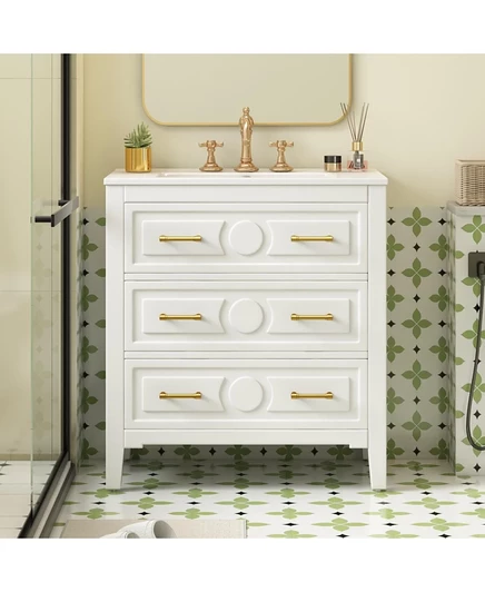 Тумба для ванной CASAINC 76×56 см с раковиной, белая