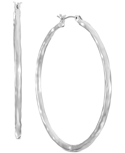 Серебряные серьги-кольца Style & Co со средней чеканкой, 1,38 дюйма, эксклюзивно в магазине Macy's silver