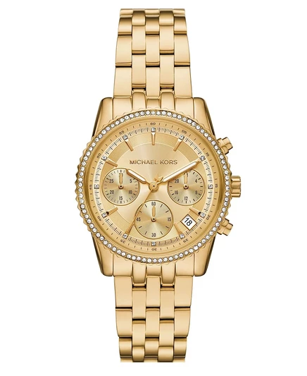Женские часы Michael Kors Mini Bryant Chronograph золотистого цвета из нержавеющей стали, 35 мм