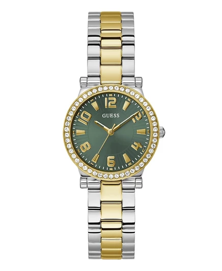 Женские часы Guess 32 мм двухцветные, серебристые