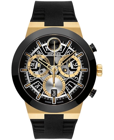 Мужские часы Movado Bold Fusion Swiss Quartz Chrono из черного силикона, 44,50 мм