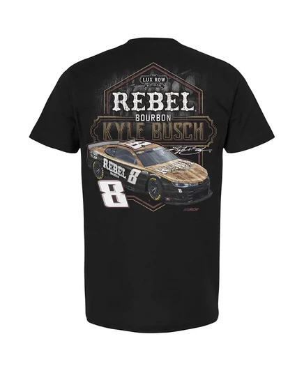Мужская черная футболка Kyle Busch Rebel Bourbon Pit Stop с клетчатым флагом black