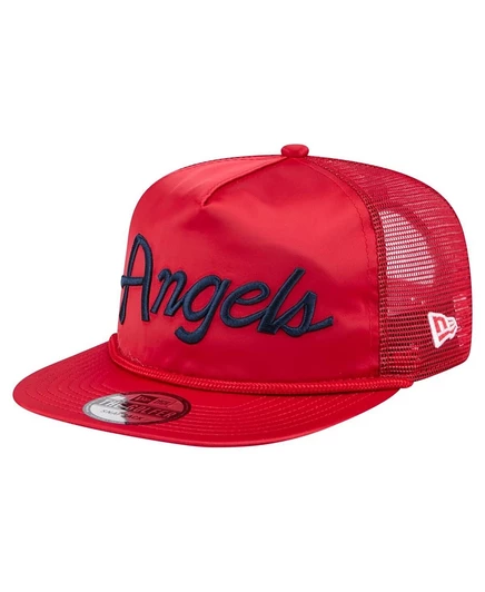 Мужская красная кепка с регулируемой посадкой для гольфа Los Angeles Angels в стиле ретро из атласа с надписью New Era red