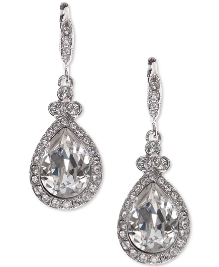 Серьги-подвески Givenchy Pavé с камнем, серебристые