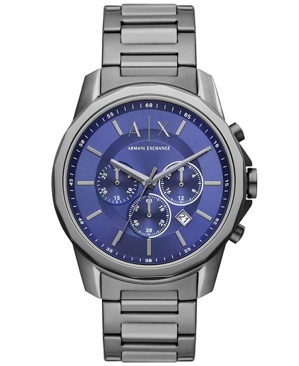 Мужские часы-браслет из нержавеющей стали A|X Armani Exchange с хронографом Gunmetal, серебро 44 мм