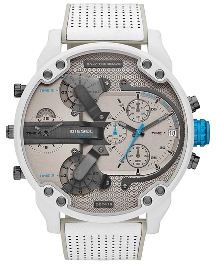 Мужские часы Diesel Mr. Daddy 2.0 57 мм, белый ремешок