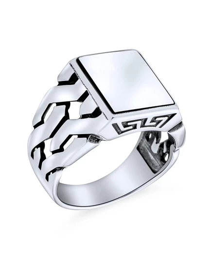 Мужская печатка Bling Jewelry с ониксом, серебристая