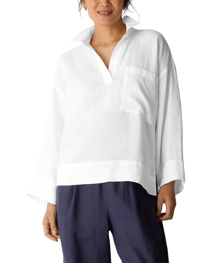 Женский топ Eileen Fisher Classic Collar, белый