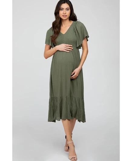 Женское платье для беременных PinkBlush Olive, зеленое