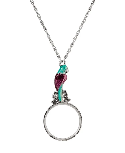 Кулон-лупа 2028 Enamel Parrot 35 мм, фиолетовый
