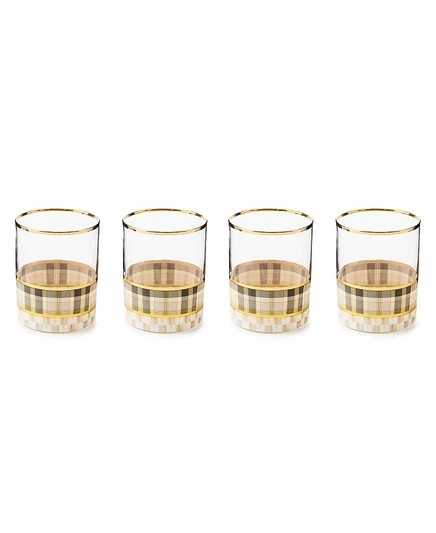 Набор стаканов Mackenzie-Childs Tartan Mocha, 4 шт., разноцветные