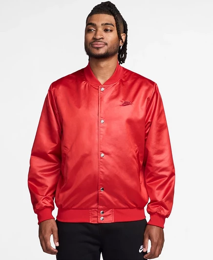 Мужская спортивная куртка Nike Club Varsity с застежкой спереди, красная