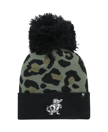 Женская вязаная шапка 47 Brand Bagheera с помпоном, зеленая