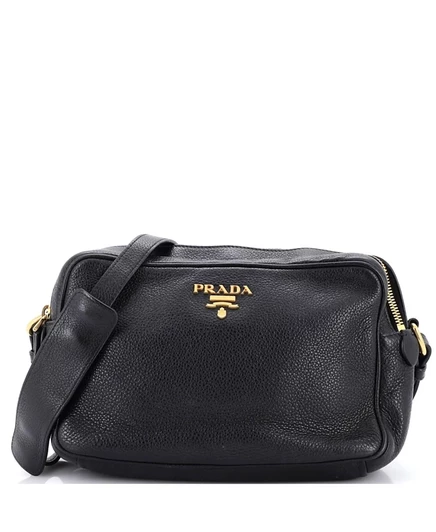 Женская сумка Prada с двумя молниями Vitello Daino, черная