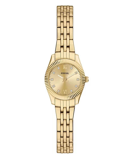 Женские часы Fossil Scarlette Mini с тремя стрелками золотистого цвета из нержавеющей стали, 20-миллиметровое золото