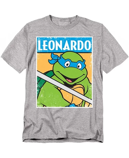 Футболка Teenage Mutant Ninja Turtles Big & Tall TMNT Leo серого цвета