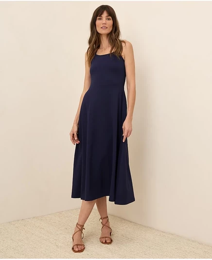 Женское платье Pact миди Fit & Flare из органического хлопка, синее