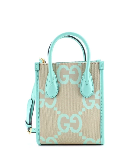 Женская мини-тоут Gucci GG из канвы, зеленая