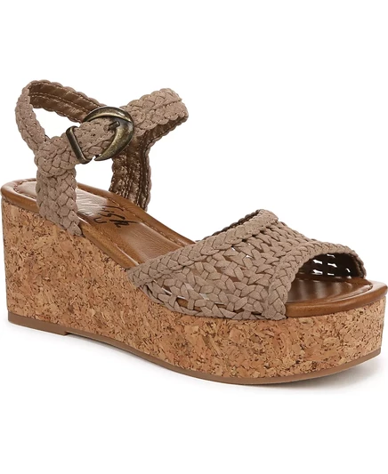  Женские босоножки на танкетке с квадратным острым носком и ремешками Aric oak tan faux suede