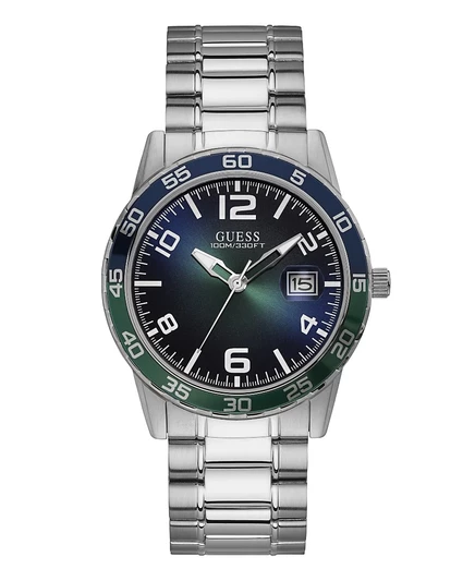 Мужские часы GUESS Date серебристого цвета из нержавеющей стали 42 мм silver