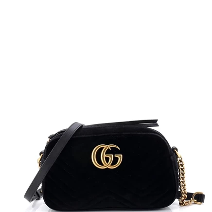 Женская сумка Gucci GG Marmont Matelassé, бархатная, черная