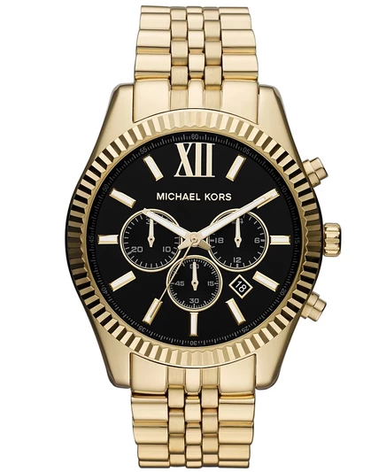 Мужские хронограф Michael Kors Lexington с золотым браслетом из нержавеющей стали, 45 мм, MK8286, золото/черный