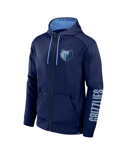 Мужская толстовка Fanatics Navy Memphis Grizzlies Baller Defender Performance с капюшоном на молнии navy