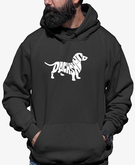 Мужская худи LA Pop Art Word Art Dachshund, серая