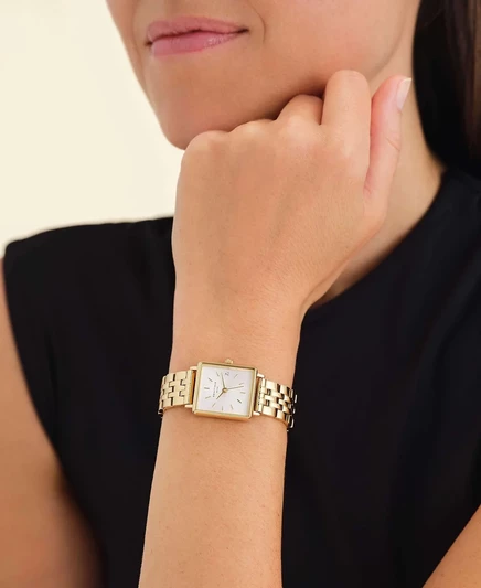 Женские часы ROSEFIELD Boxy двуцветные 28 мм, золотые