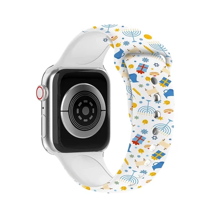 Силиконовый ремешок в стиле Хануки Waloo для Apple Watch white