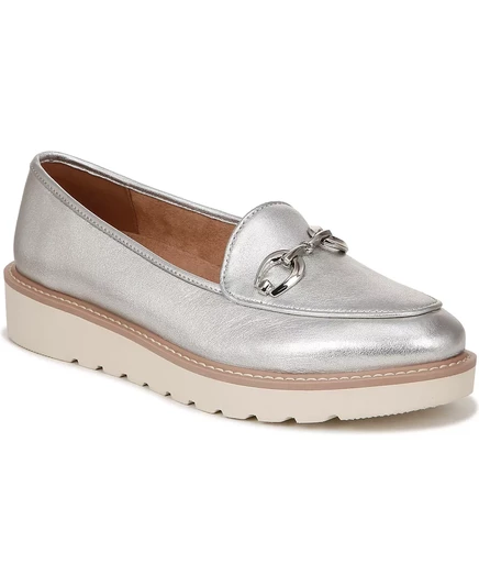  Мокасины на резиновой подошве  silver leather