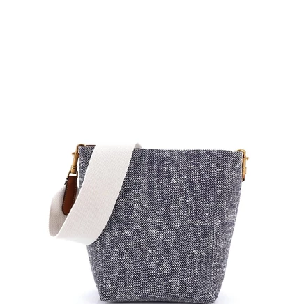 Женская сумка Pre-Owned Celine Small Sangle Seau из твида, синяя