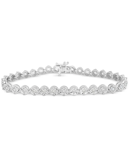 Браслет Macy's Round Link из стерлинга с бриллиантами 1 карат, серебристый