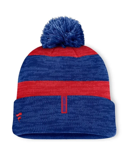 Мужская темно-красная вязаная шапка Fanatics New York Rangers Fundamental Red Line с манжетами и помпоном navy, red