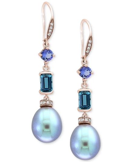 Серьги EFFY с синим жемчугом, 14k розовое золото