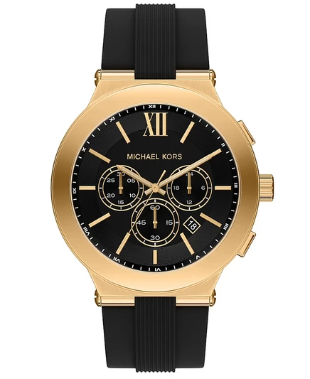 Мужские силиконовые часы Michael Kors Billie Chronograph Black, 46 мм, черные