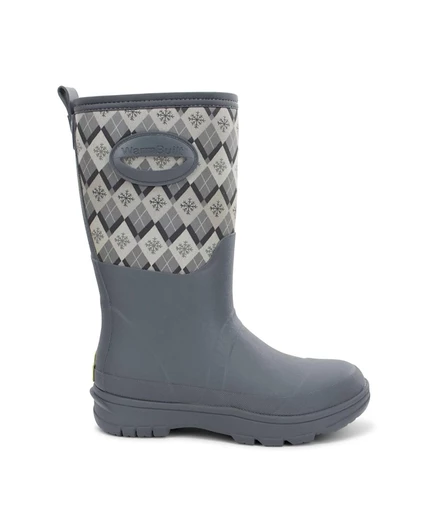 Женские ботинки Western Chief Womens из искусственного меха Аргайл и неопрена для средних холодов серого цвета